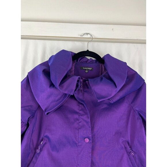 Samuel Dong Cropped Dress Jacket Womens Size S Iridescent Ruffles Music Note Zip - Picture 6 of 16